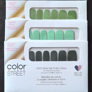 Color Street Green and Glitter Nail Strips Trio